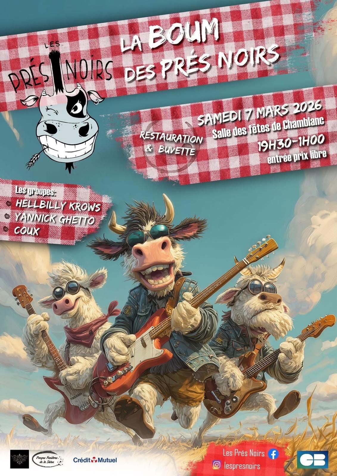 Affiche de La Boum des Prés Noirs à Chamblanc.